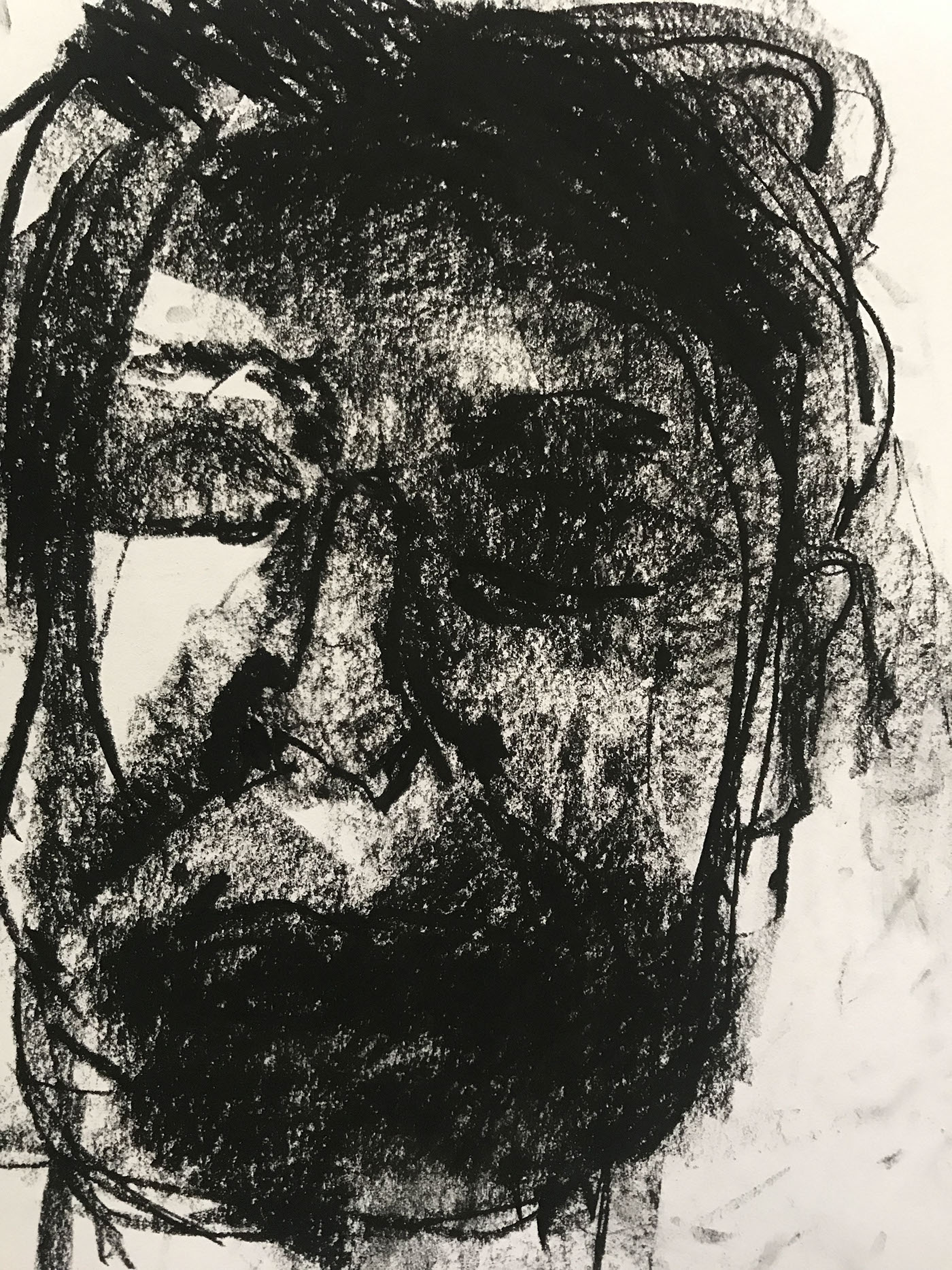 Drawing  compressed charcoal self portrait