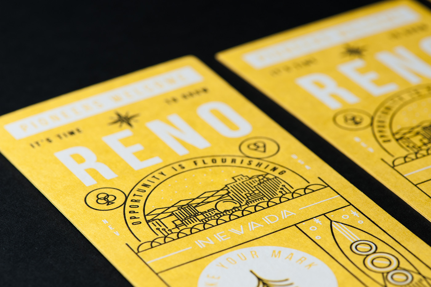 letterpress lineart Reno nevada Startup invitations Silicon Valley bay area skyline