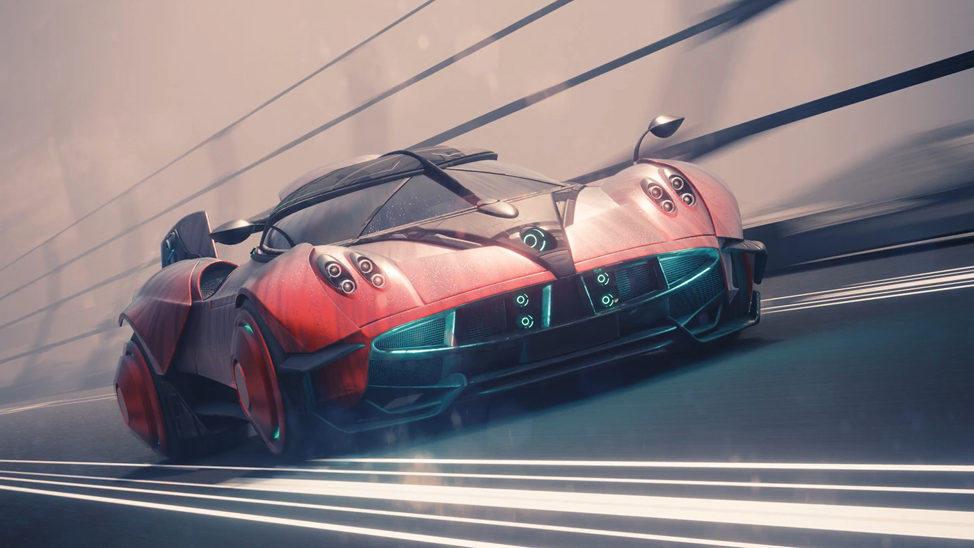 automotive   car custom design Cyberpunk futuristic HardSurface Pagani supercar Vehicle akira