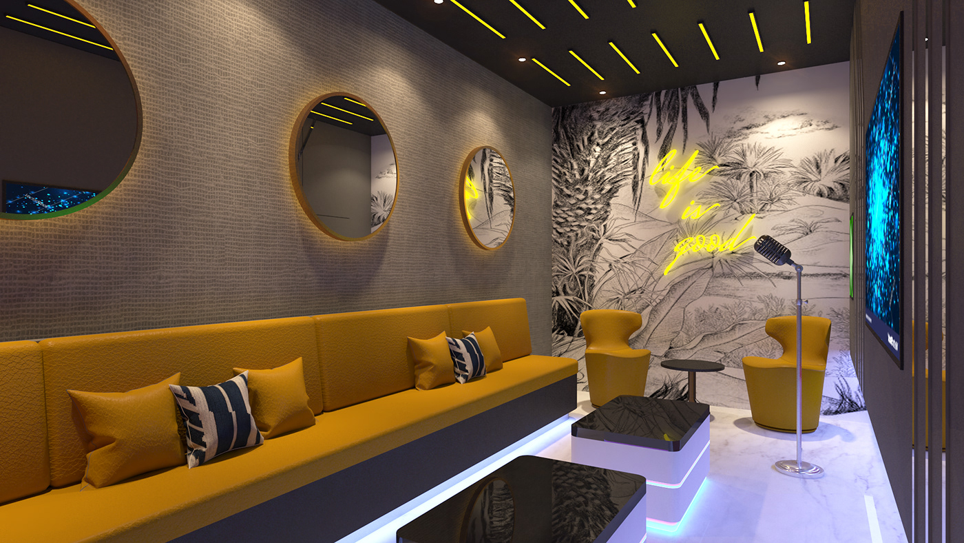 design karaoke room interior design  Render 3ds max vray visualization modern 3D social room