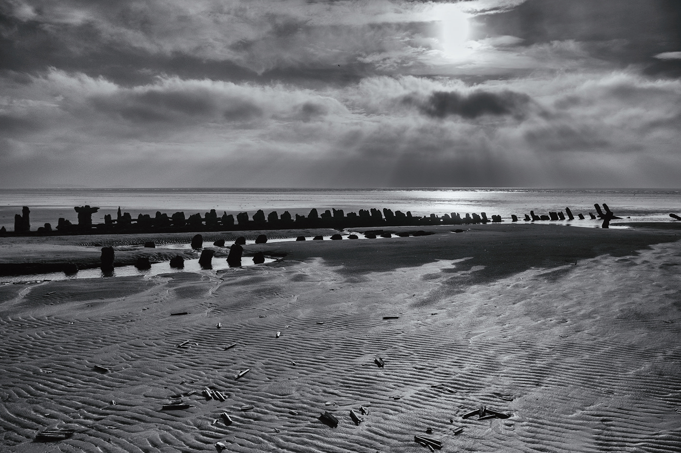 Wales Coastal Path clouds beach