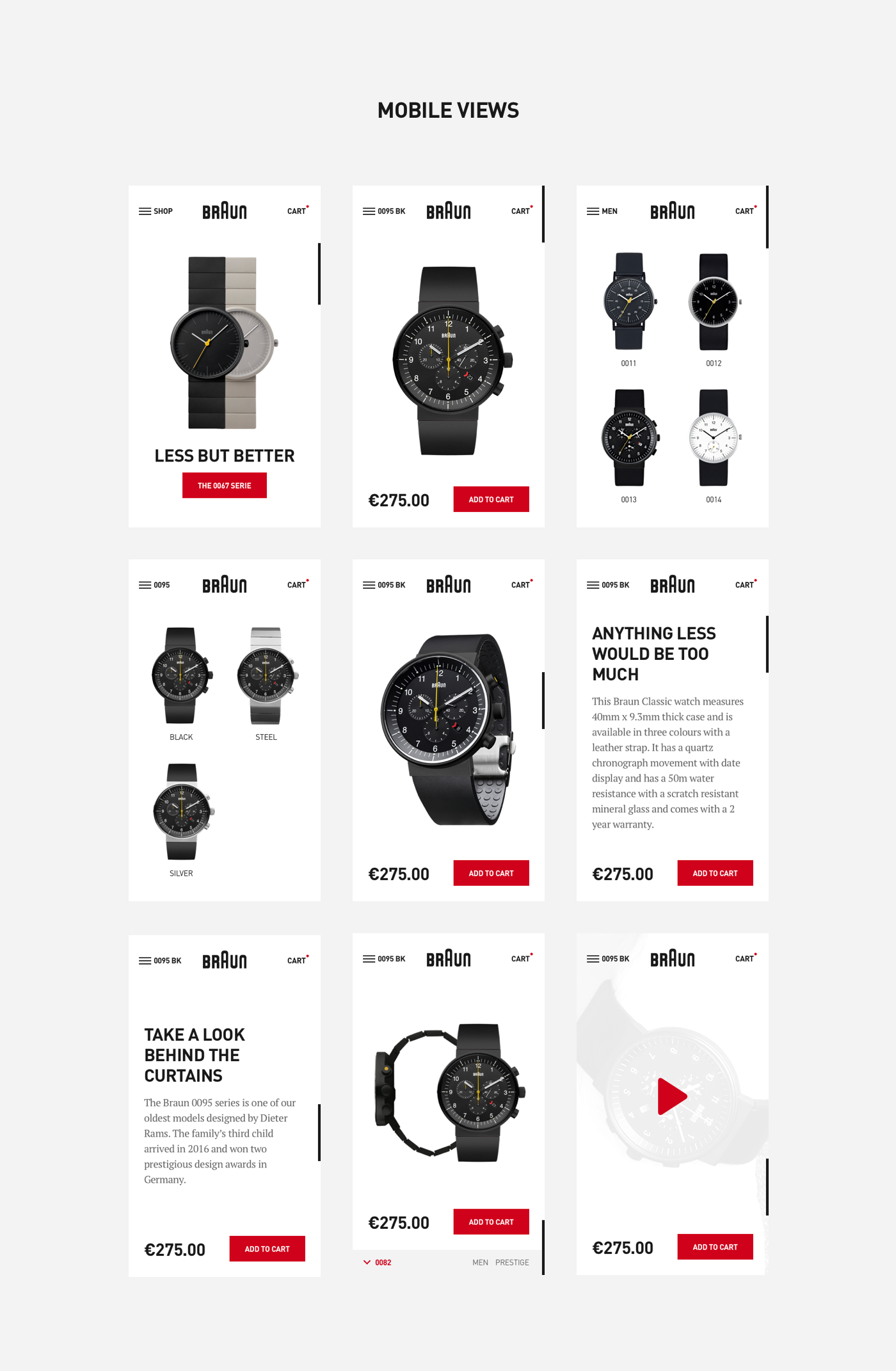 redesign webshop e-commerce watch minimal black ux UI animation  video