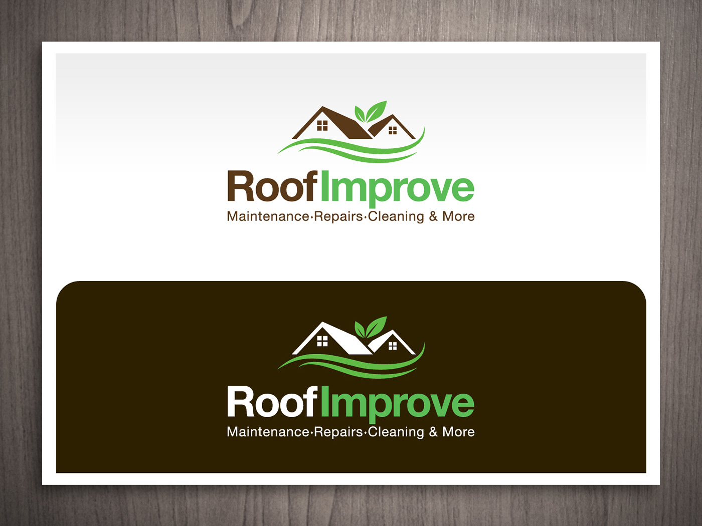 logo business card green roof house