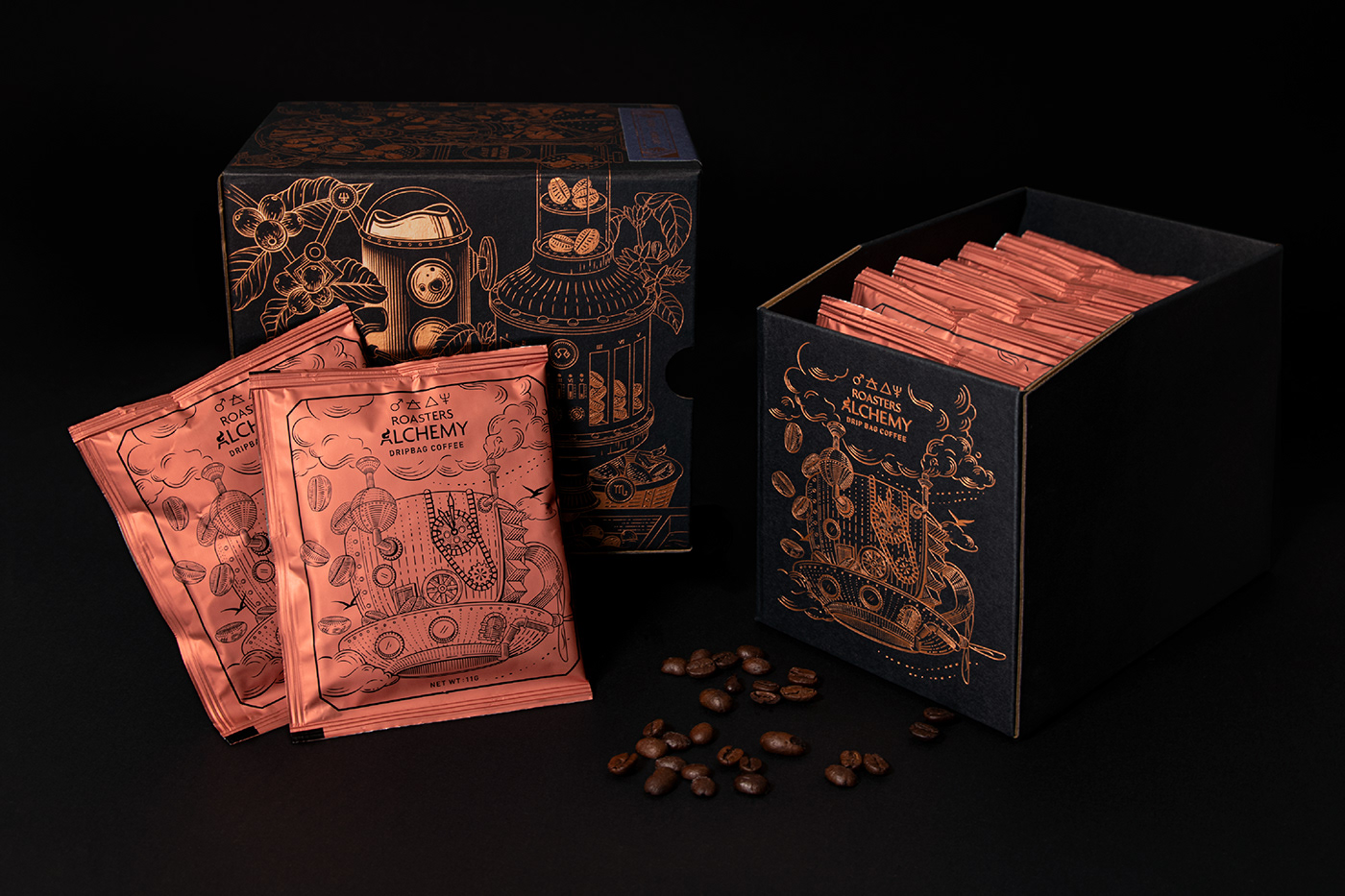 box design Coffee coffee bean coffee packaging coffee product Drip BAg Coffee ILLUSTRATION  Packaging Packaging inspiration vintage
