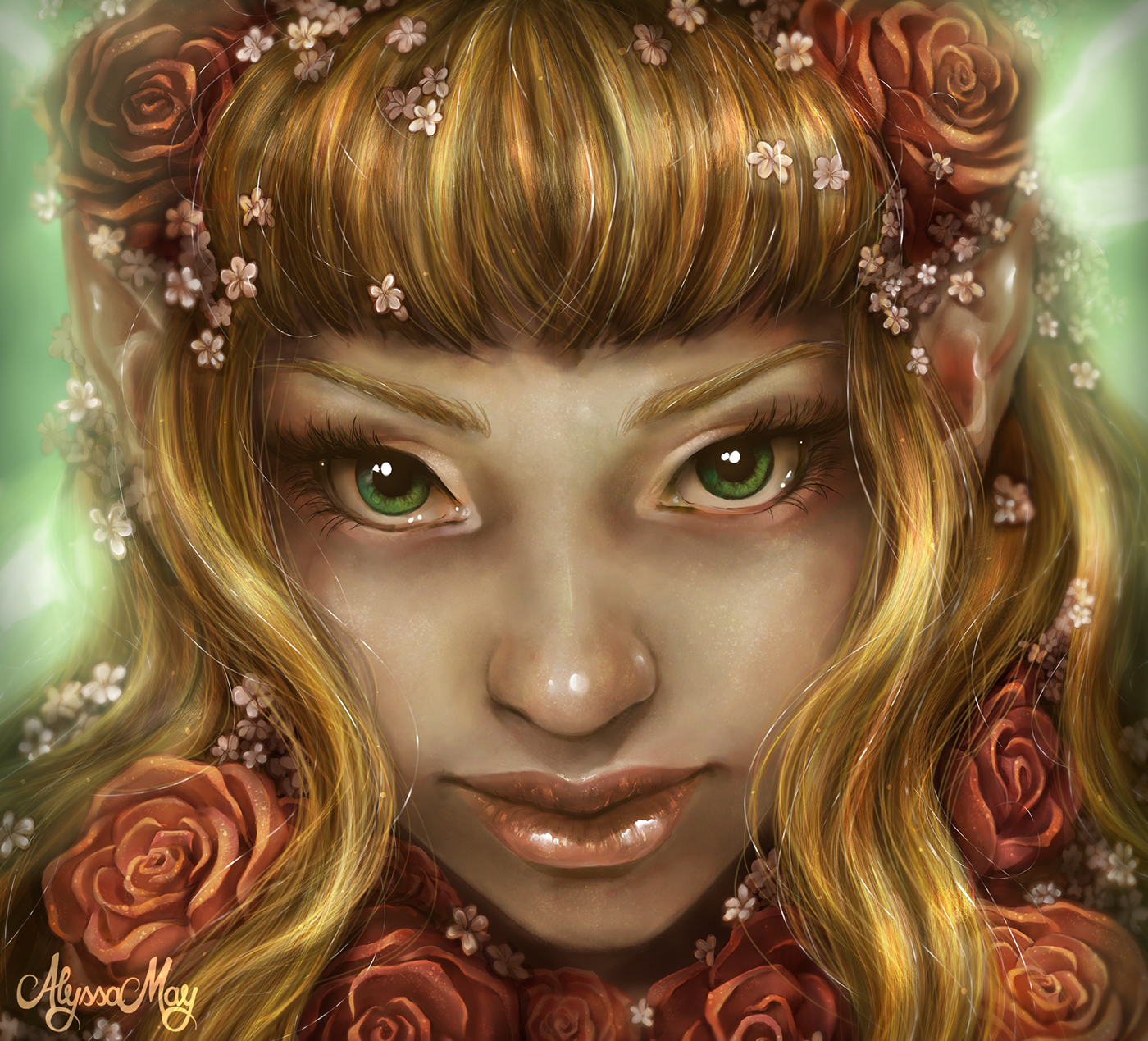 digital painting elf fantasy myth portrait flower Time Lapse process video krita surface pro