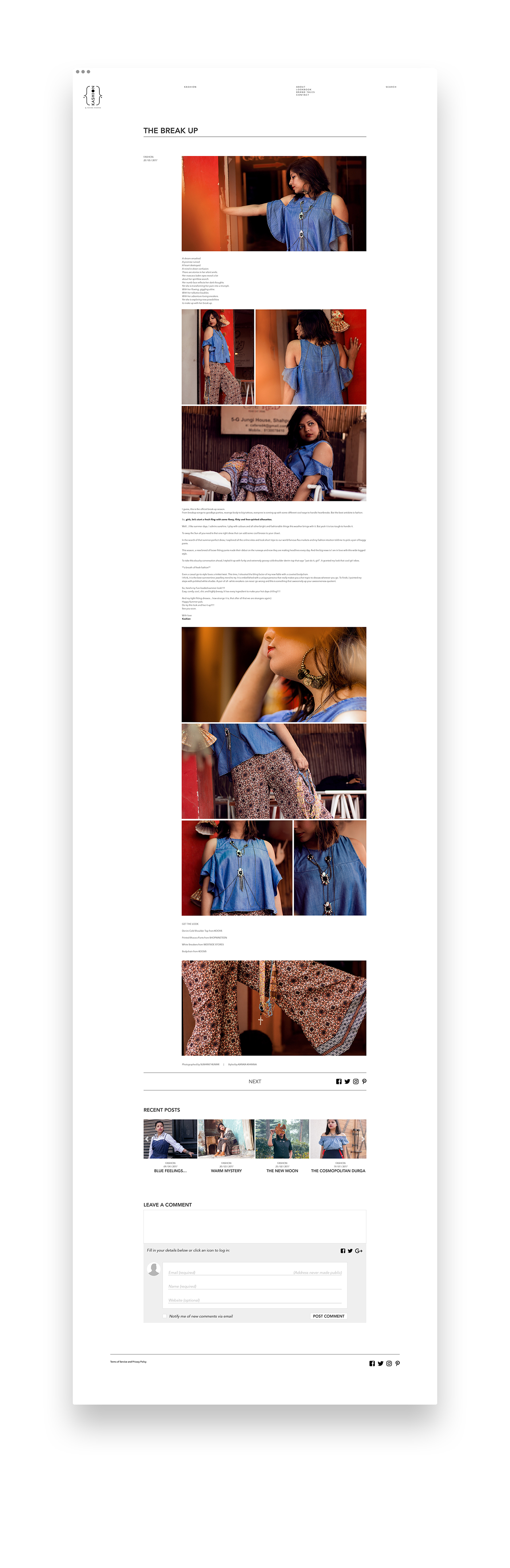 Fashion  Photography  blog design UI / UX