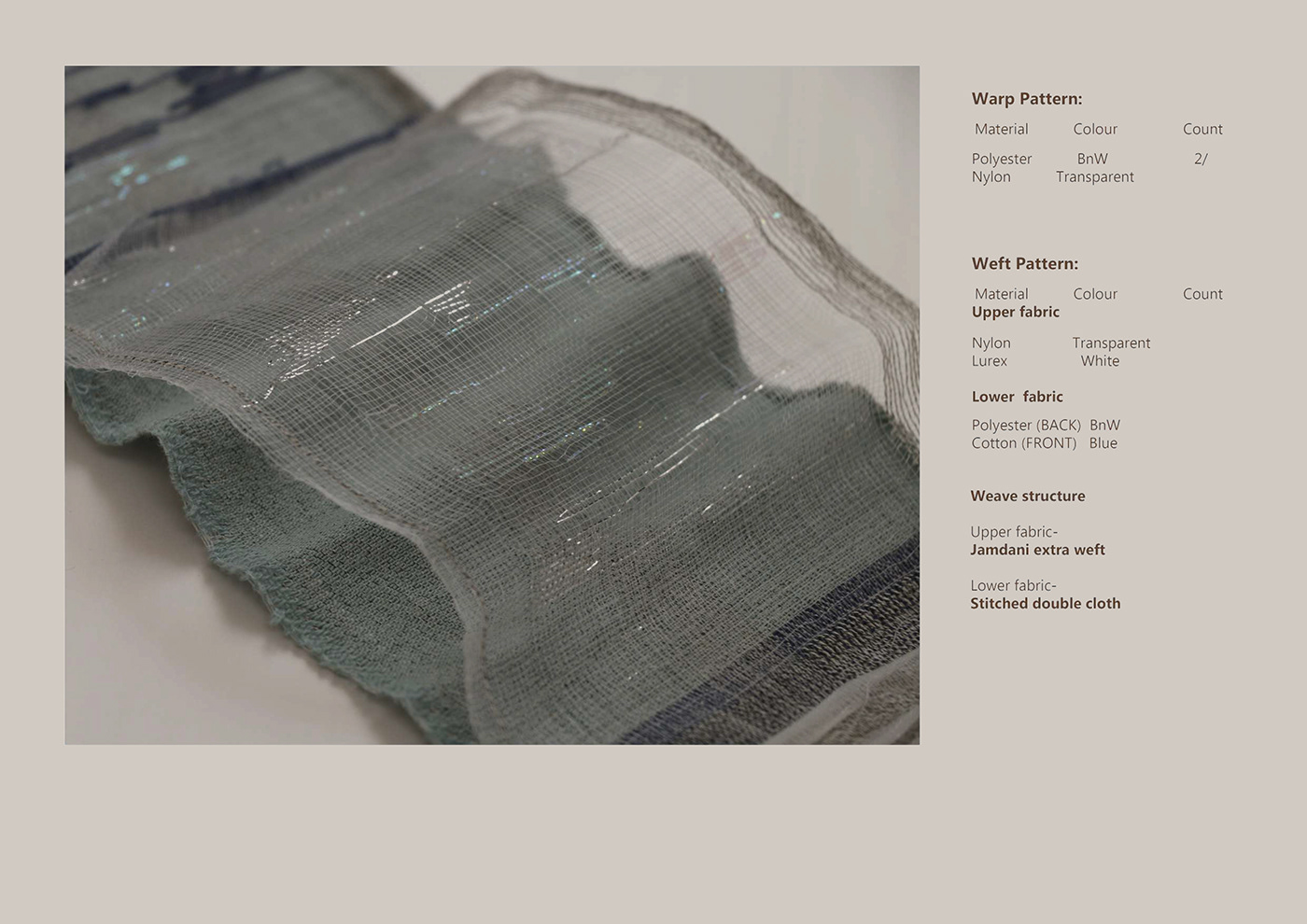 Advance weaving delicate double cloth fabric Fragile Jamdani weaving layers textile water weaving