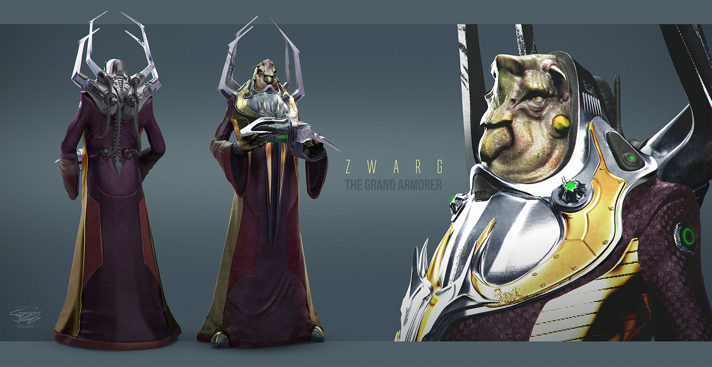 zwarg Armorer warrior alienart aliendesign scifiart conceptart Conceptdesign creaturedesign characterdesign