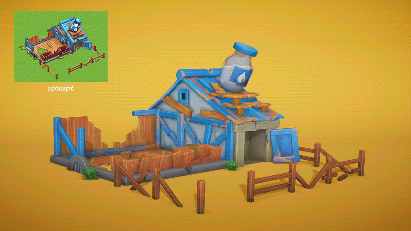 cartoon upgrade Isometric Game Art stylized farm gamedev Render props Digital Art 