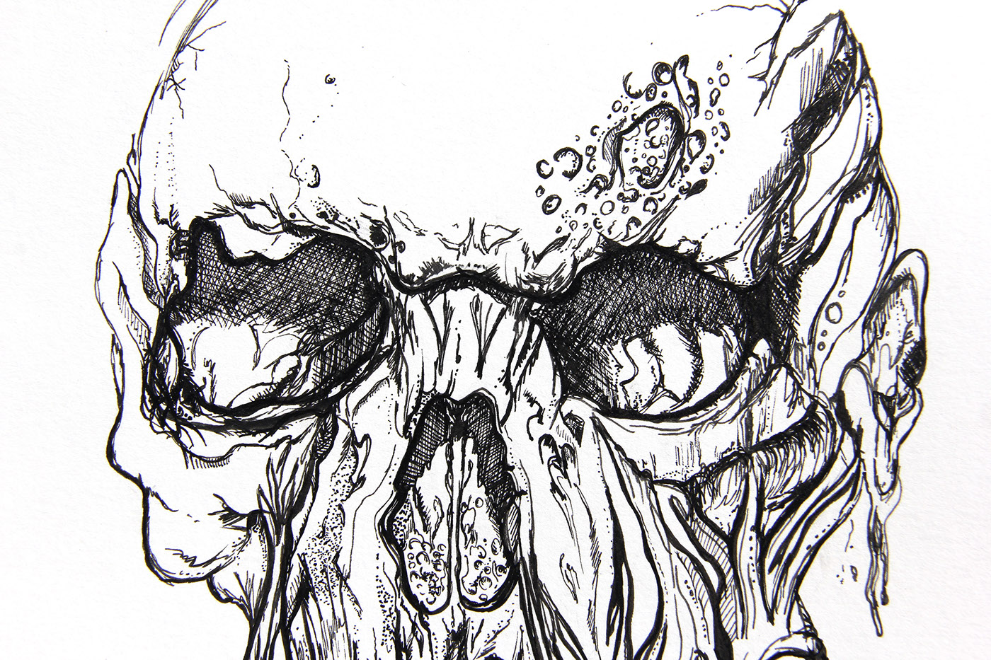 ink grotesque Unreal stylistic Line Work detail Micron Pens black ink watercolor abstract