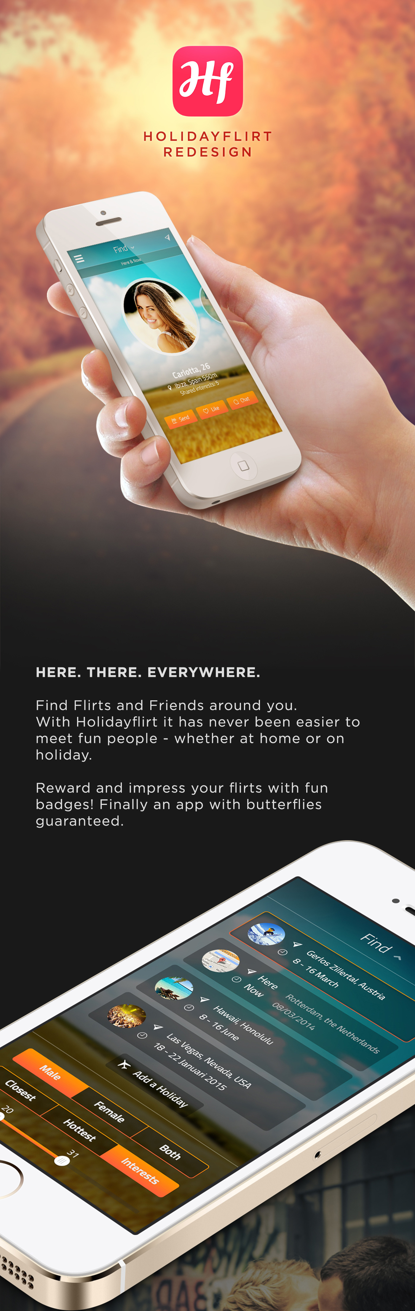 app Holiday flirt holidayflirt ux UI iphone profile page design Ronald Hagenstein