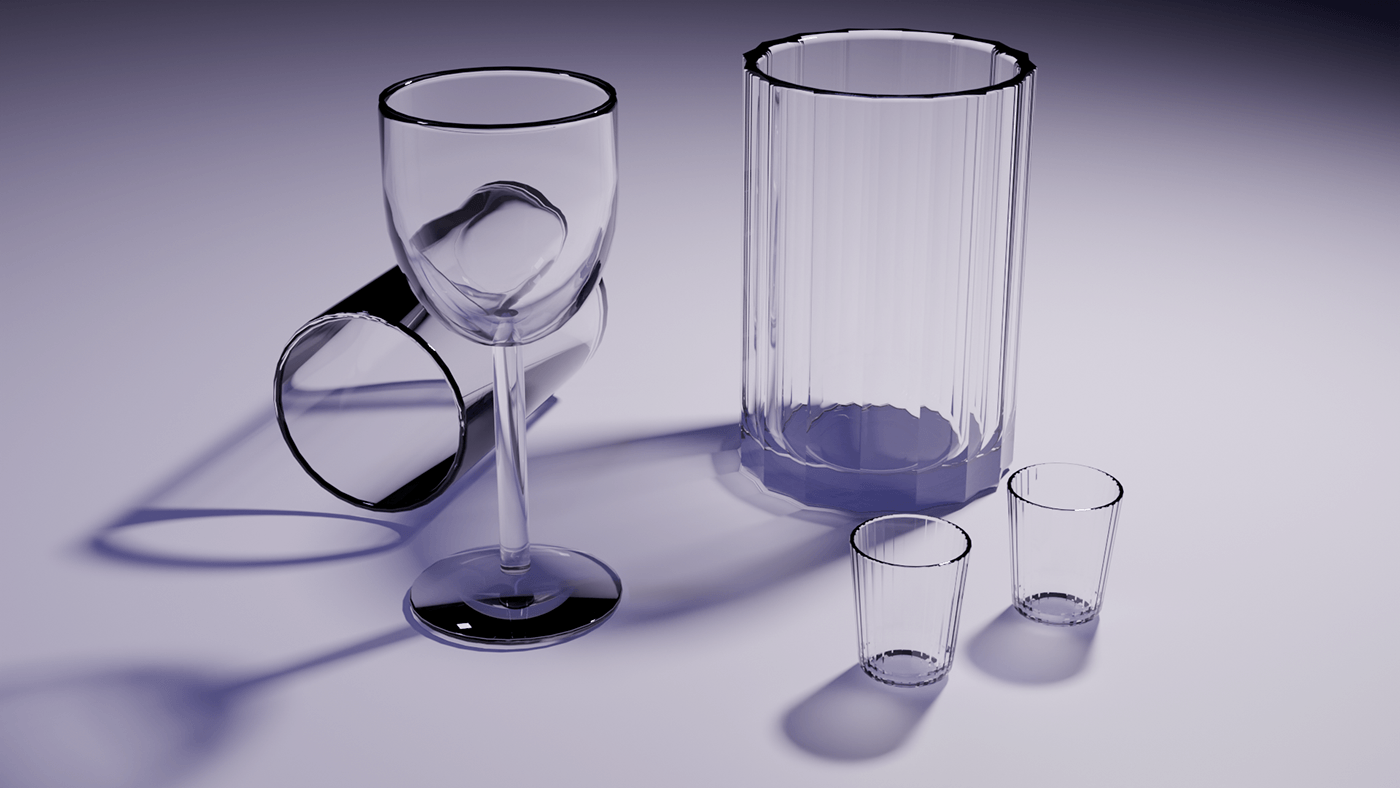 wine glass glasses 3D blender 3d modeling