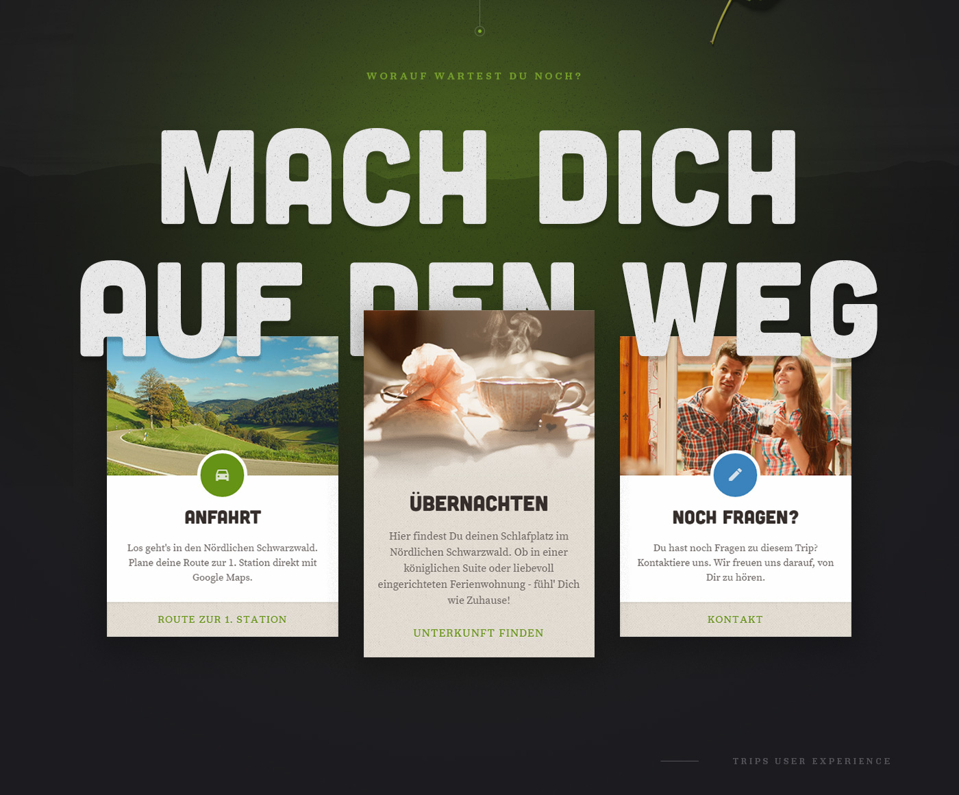 UI Webdesign Travel Nature black forest germany trips green ux