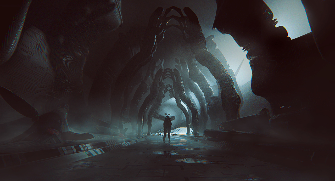 concept dark passage Scifi 3D Film   ruins mood game rpg
