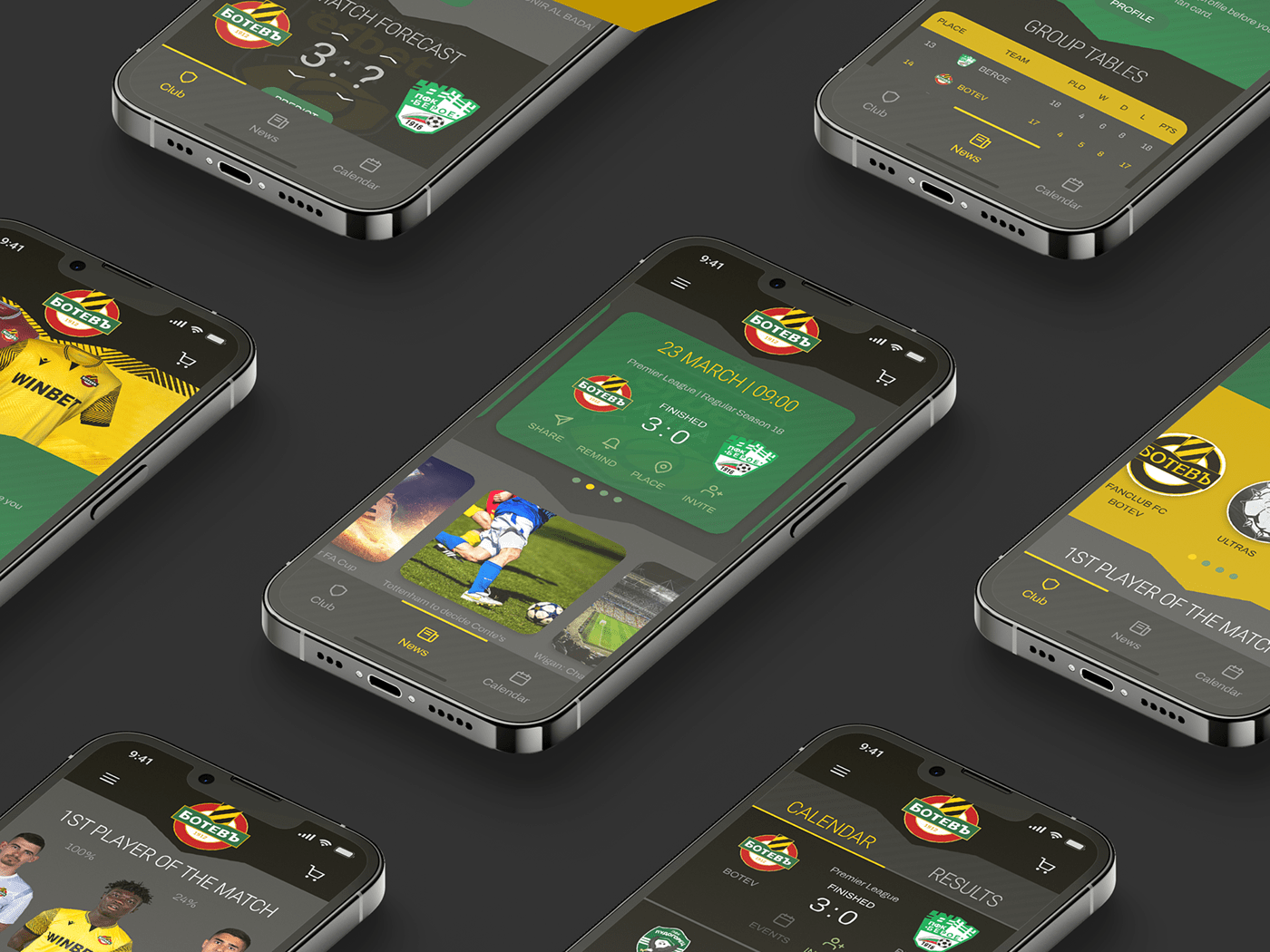app design fans football game Interface mobile soccer sport supporters UI/UX
