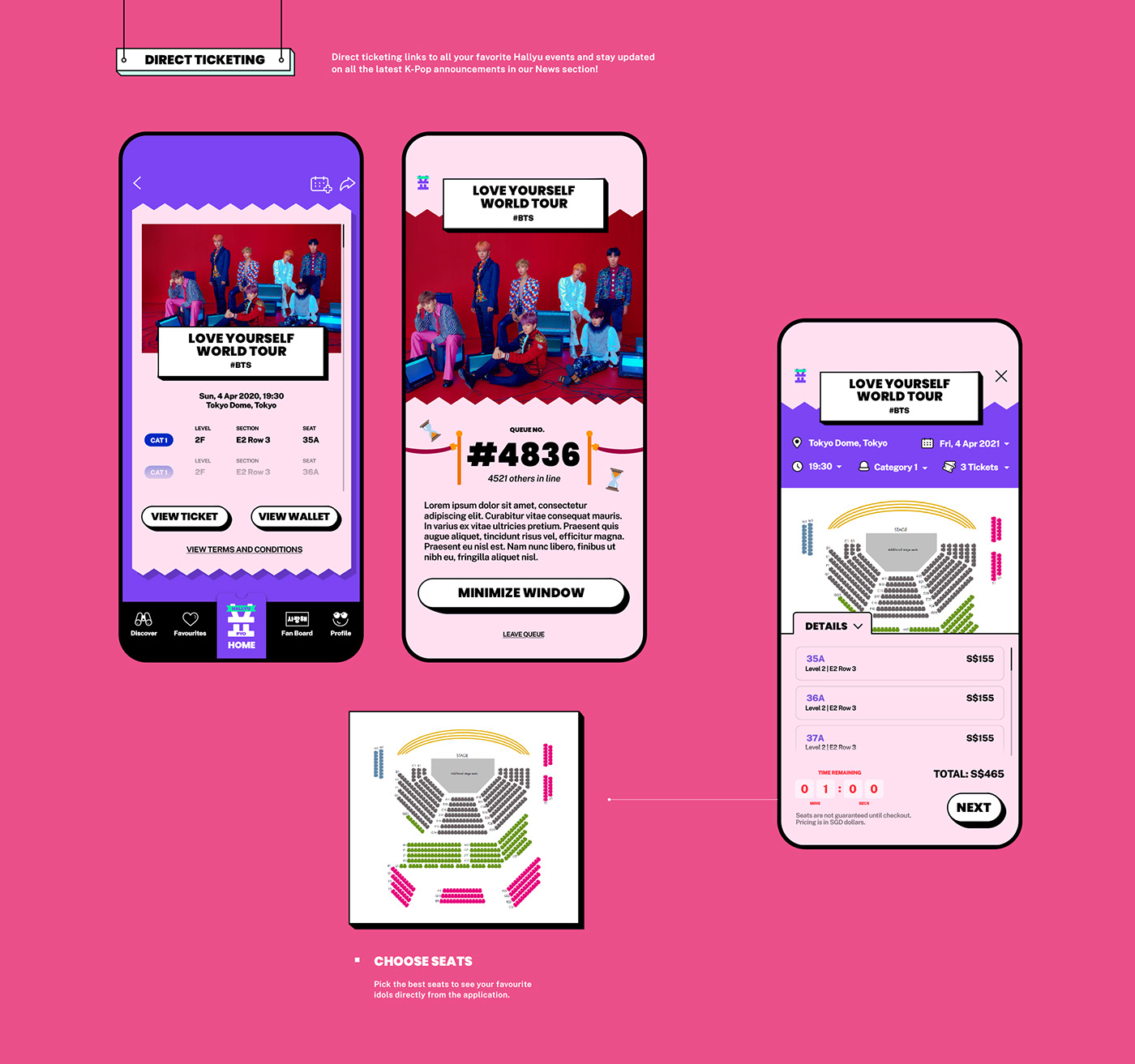 Advertising  colorful concert Event korean kpop logo mobile ticket UI/UX