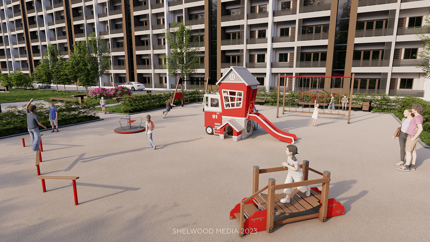 3D Render model visualization Landscape Design design 3d modeling children CGI Playground
