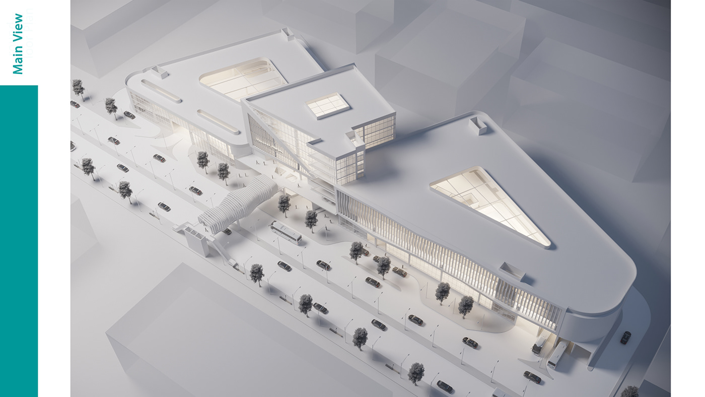 3dsmax acadmic architecture bus station maquette render STATION
