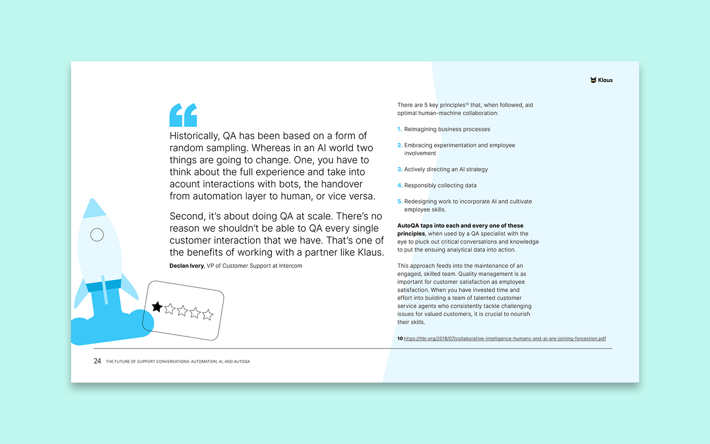 an e-book page with text, a quote and a vector illustration of a rocket
