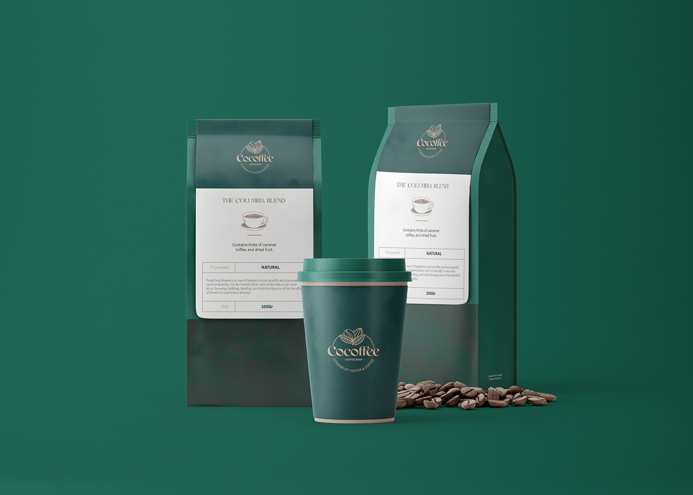 bistro branding  chocolate Coffee coffeeshop elegant green natural organic Packaging