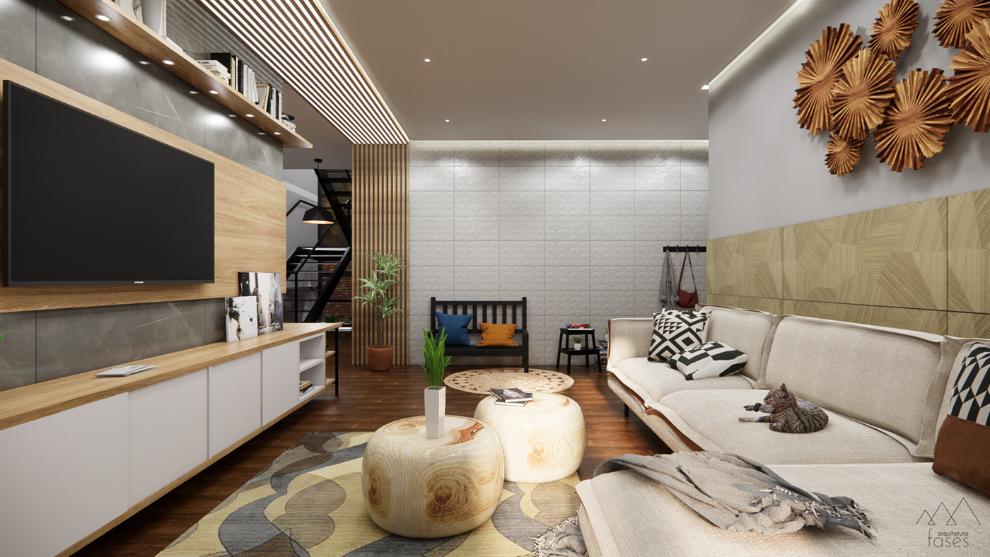 architecture ARQUITETURA cozinha design de interiores Interior interiores projeto Render sala de estar