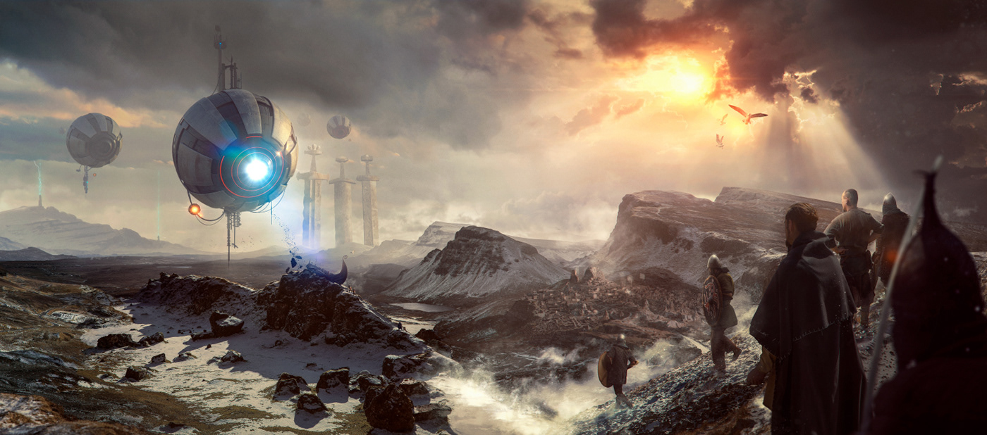 viking alien Scifi fantasy photoshop matttepainting invasion Celtic