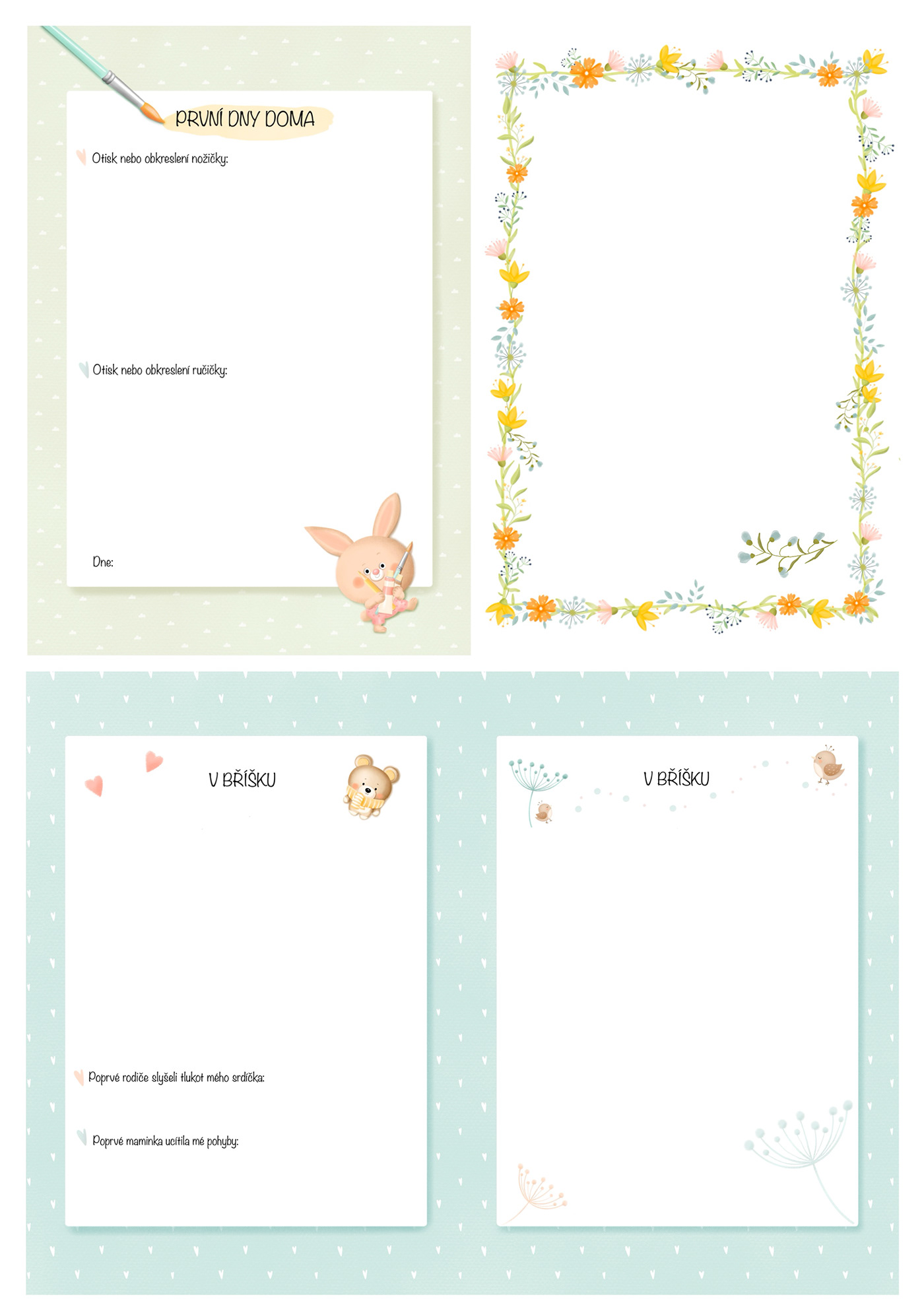 animal baby book bunny Character children cute Diary Flowers illustrations
