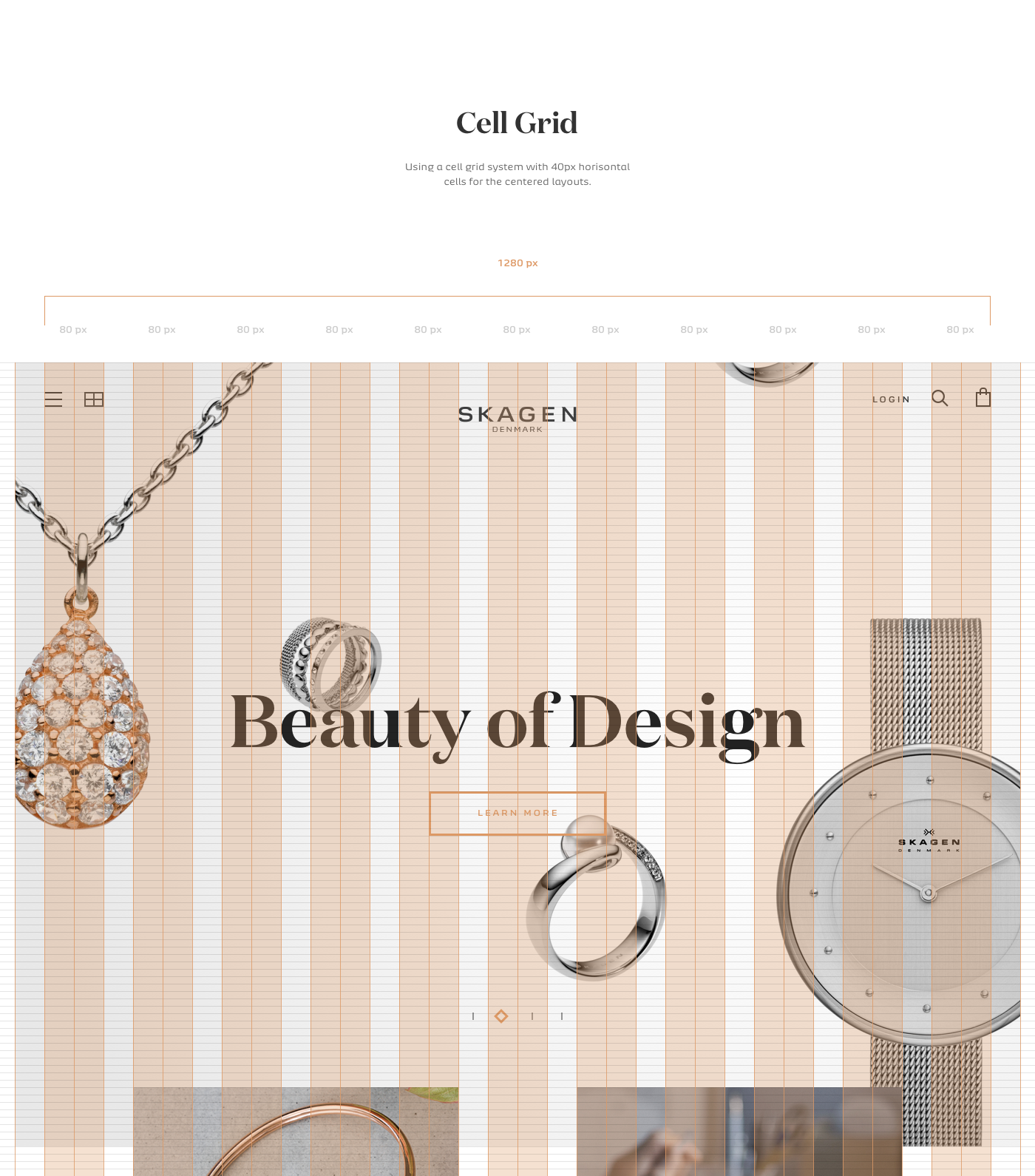 skagen Danish Design Website Layout grid redesign concept clean minimal UI webpage desktop mobile Jewellery watch