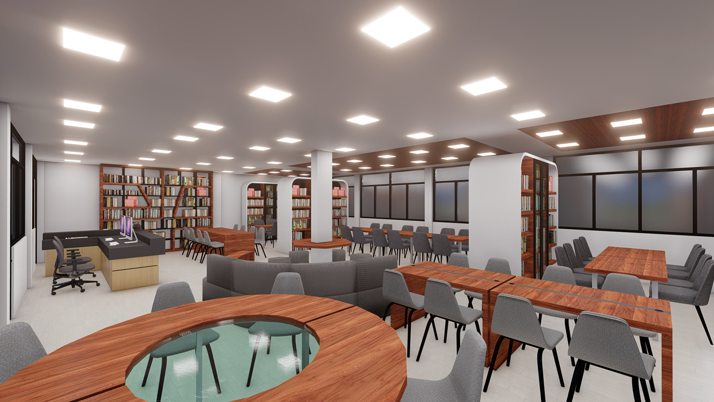 indoor interior design  School Project library Maldives design Render lumion