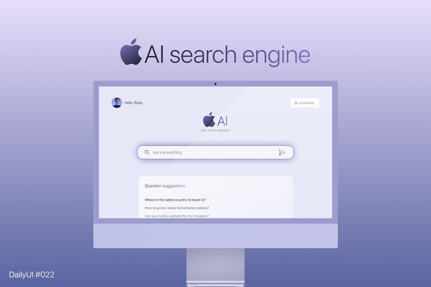 UI ux apple search engine Web Design  Figma design iMac Mockup DailyUI