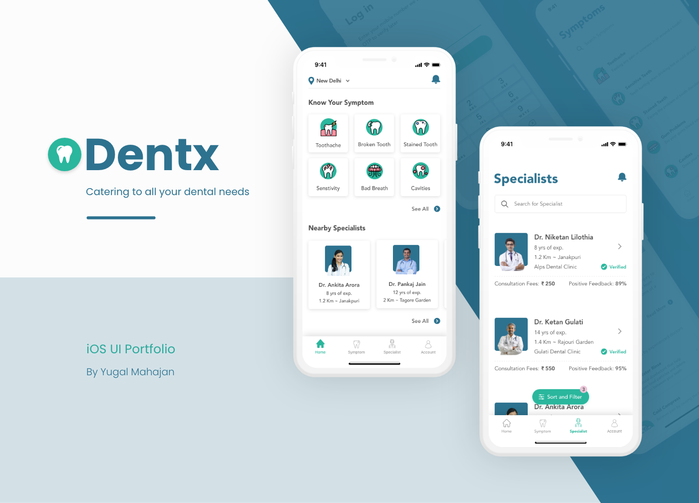 Dental app Dental Symptoms dental ui Dentist Booking healthcare iOS design ios ui portfolio mobile design ui design UI/UX