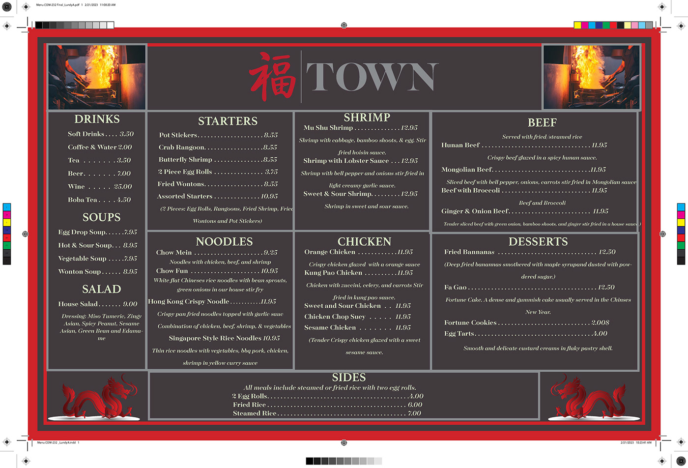 menu Chinese Food restaurant brand identity design InDesign print brochure flyer