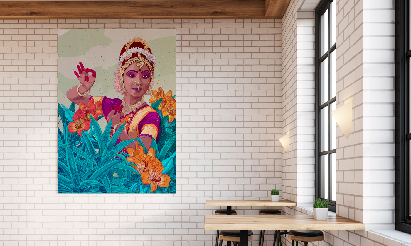 India restaurant south India artwork digital illustration portrait