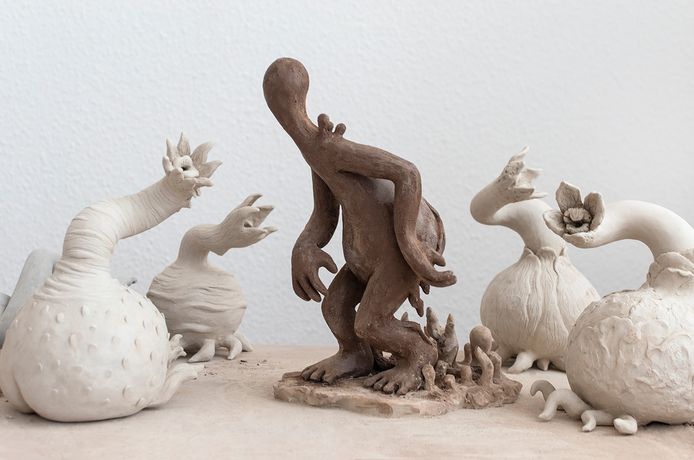 sculpture ceramics  clay handmade conceptual art contemporary bizarre world crazy plant Fantasy world humanoid creature