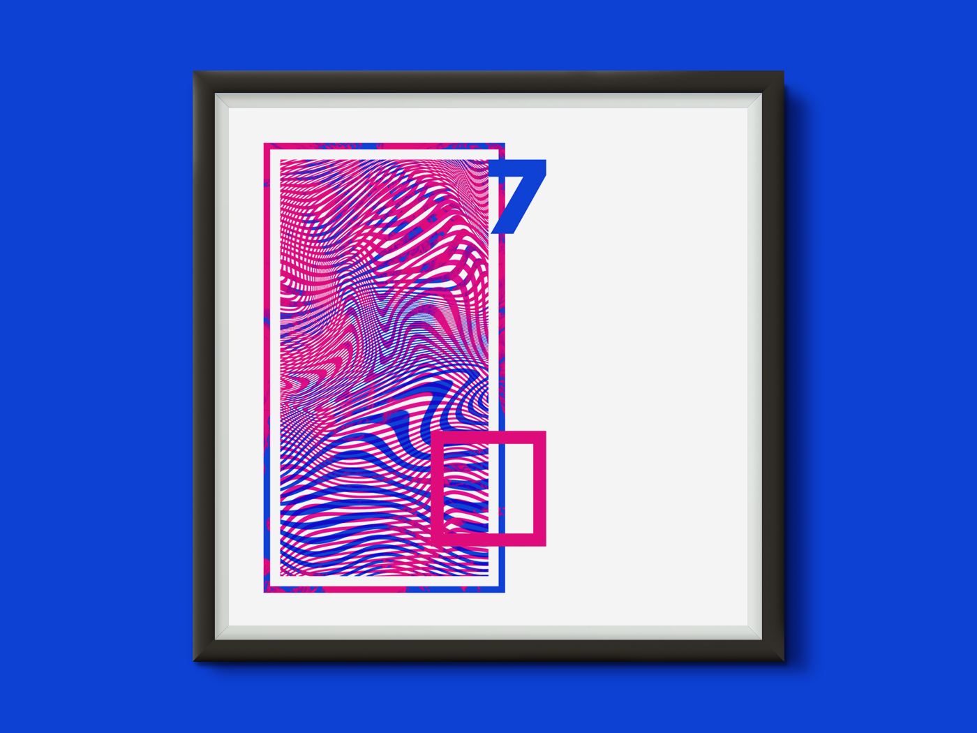 random graphic blue pink seven poster frame flow lines texture overlap experimental personal