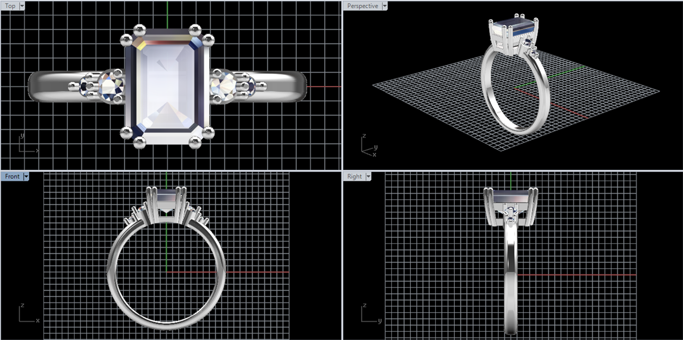 3d modeling Render ring jewelry gold 3D Rhino cad