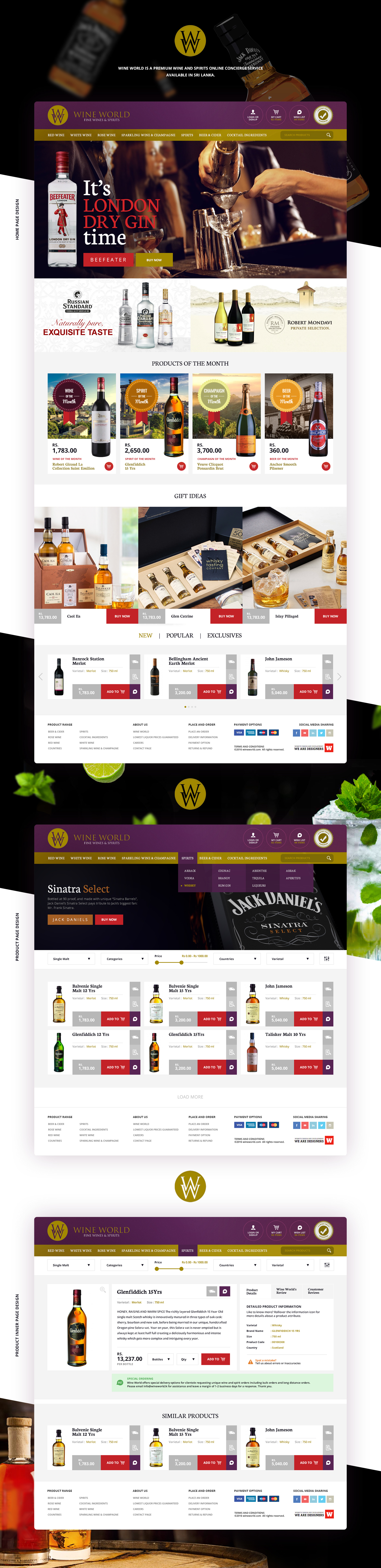 Web Design  creative bottles Wines shopping cart