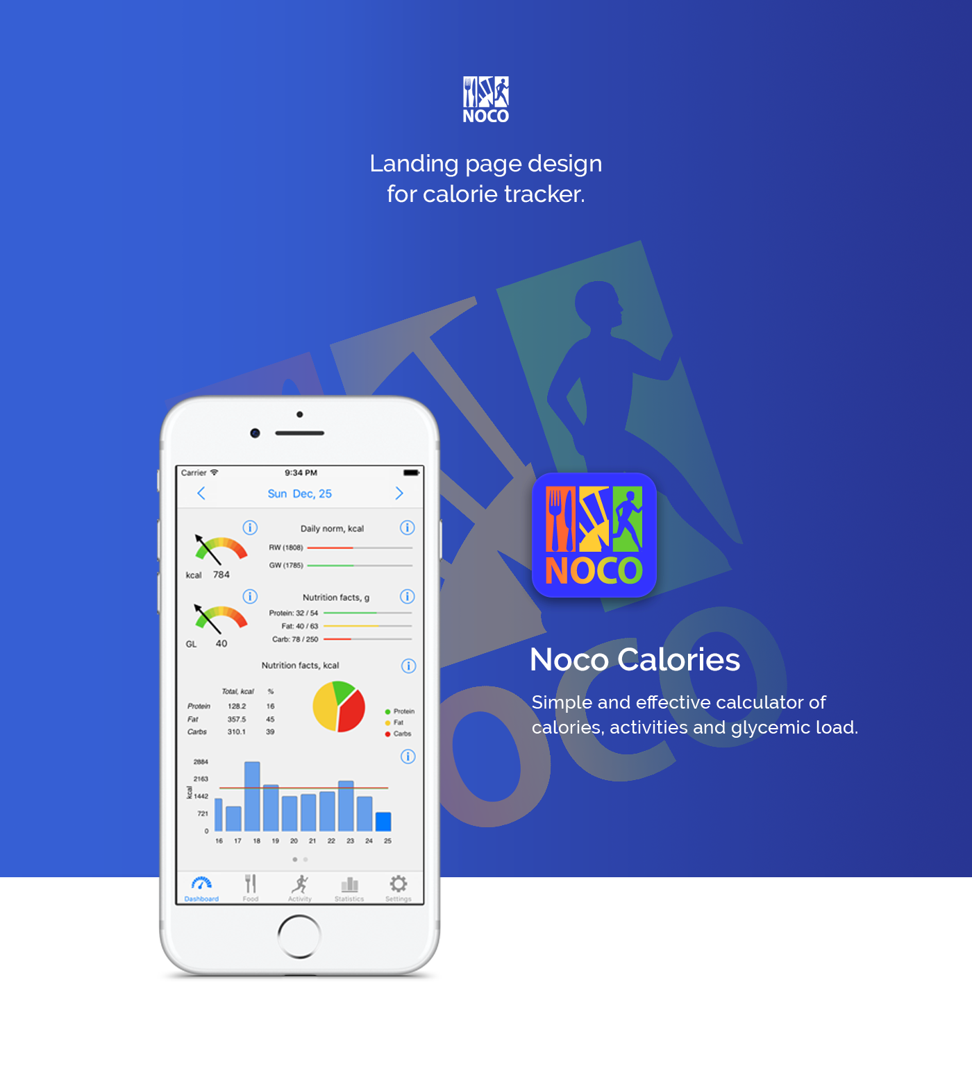 Web Design  UI landing page calorie tracker noco calories Case Study