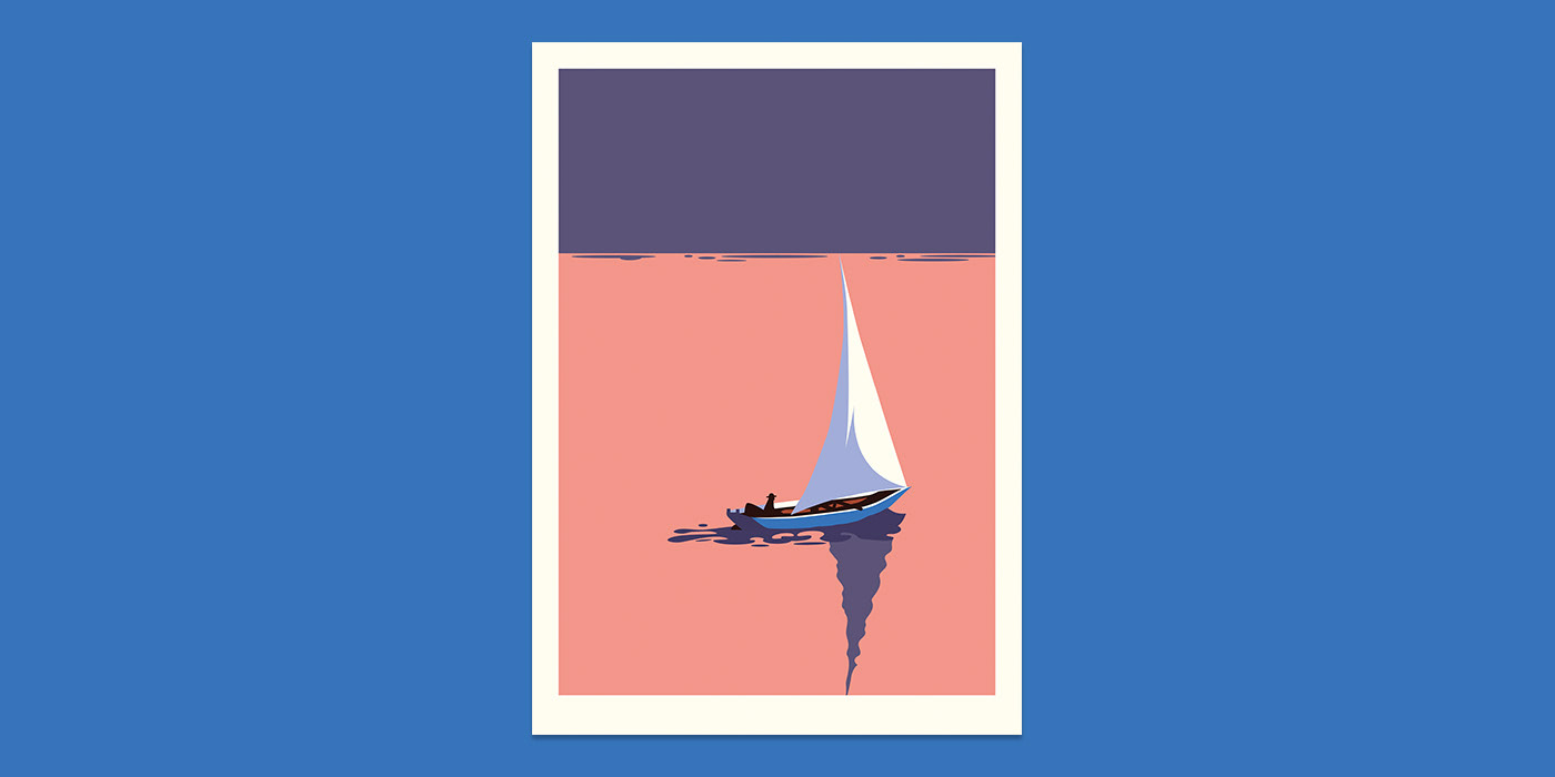 ILLUSTRATION  poster colors sea Illustrator sailboat minimal art print Malika Favre spain
