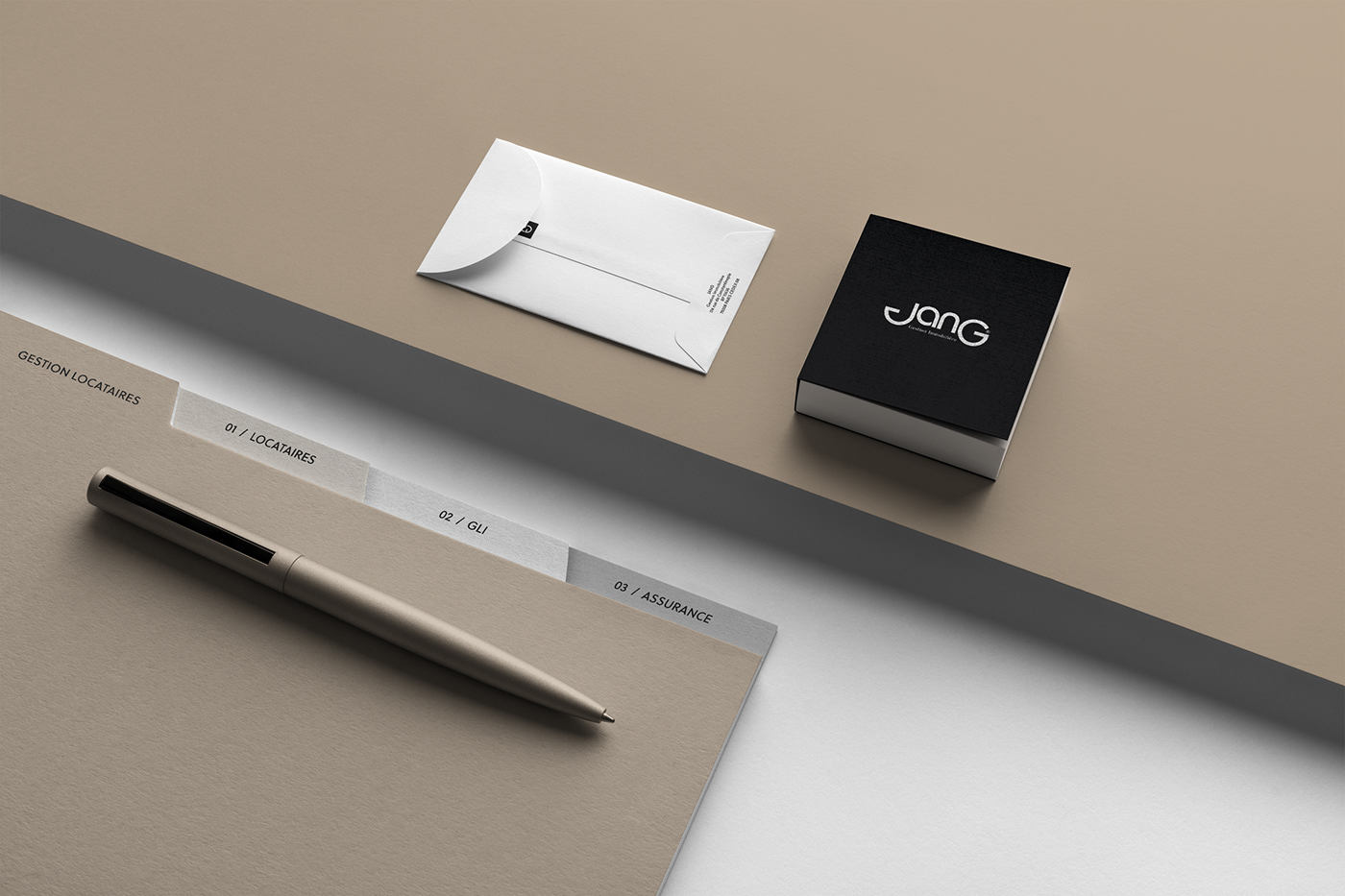 Real estate brand identity black brown and beige