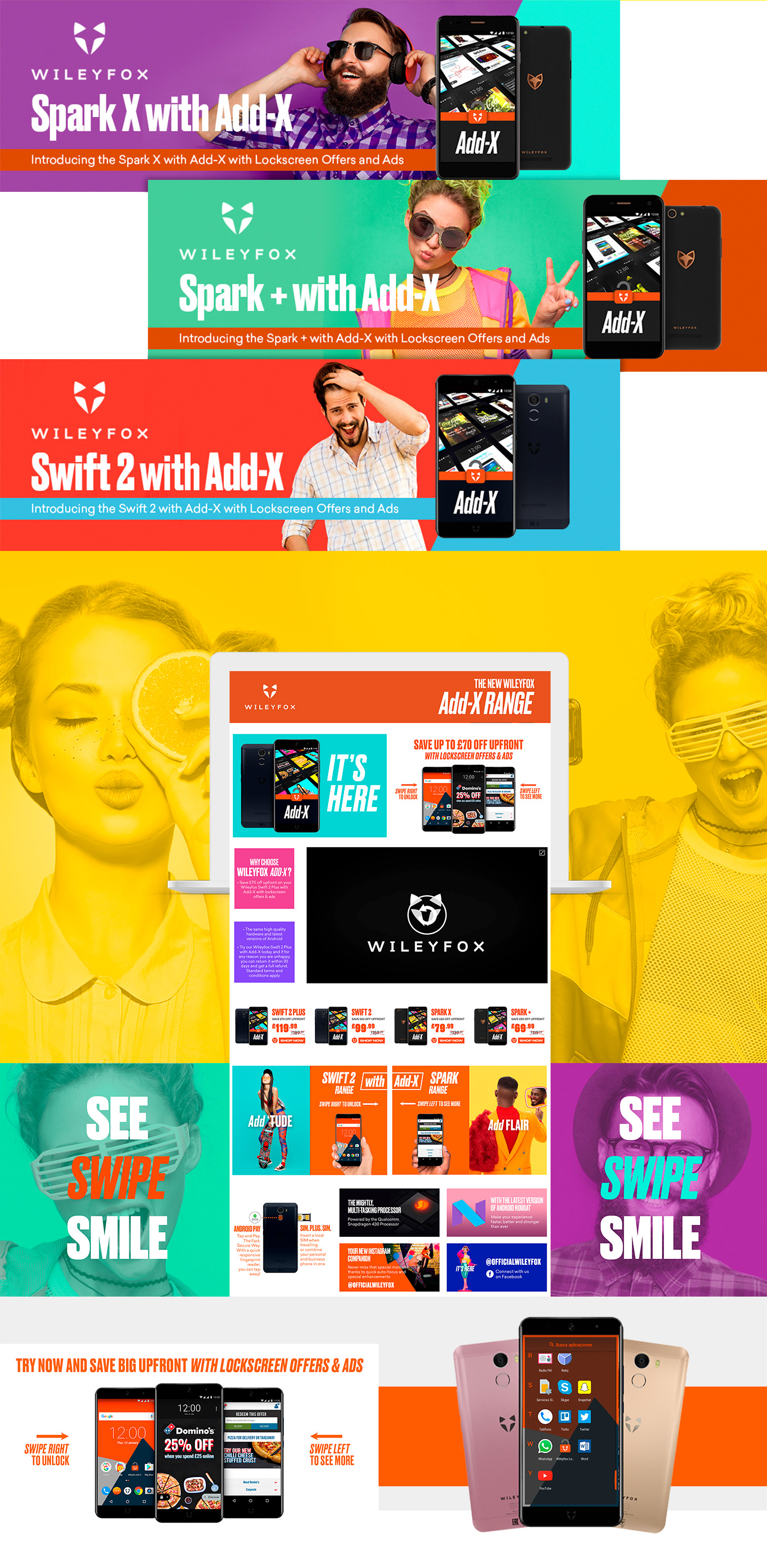 video design graphic design  advertise Advertising  colors ADDX wileyfox Campaña publicidad