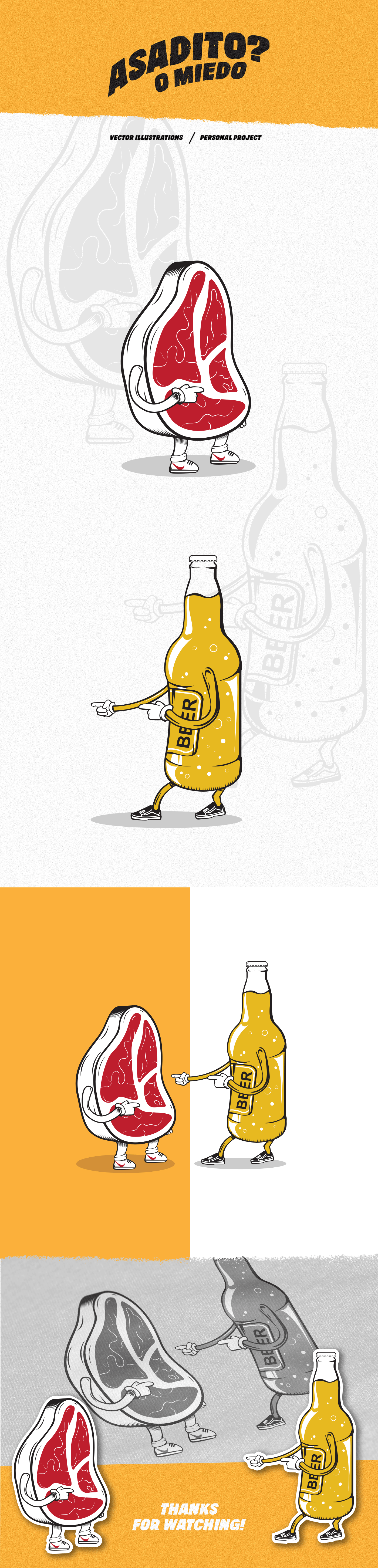 asadito asado beer bernal carne cerveza ILLUSTRATION  ilustracion samuel