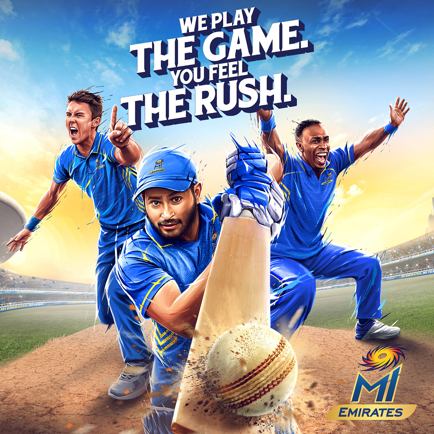 sports design Advertising  Cricket advertisement IPL mumbaiindians Digital Art  ILLUSTRATION  Sports Design