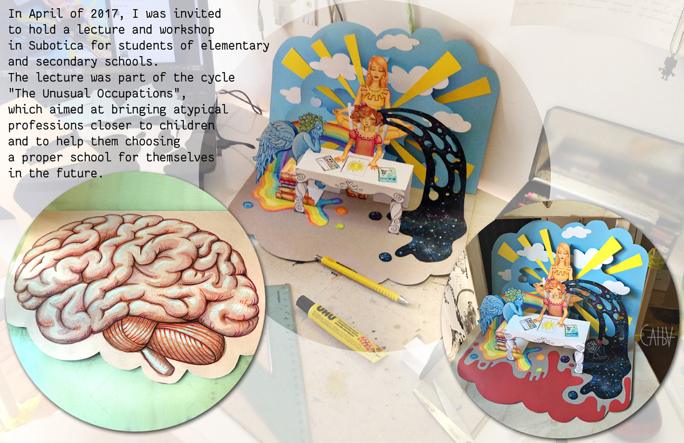 pop-up brain Workshop ILLUSTRATION  inside out meditation creation artist angel death