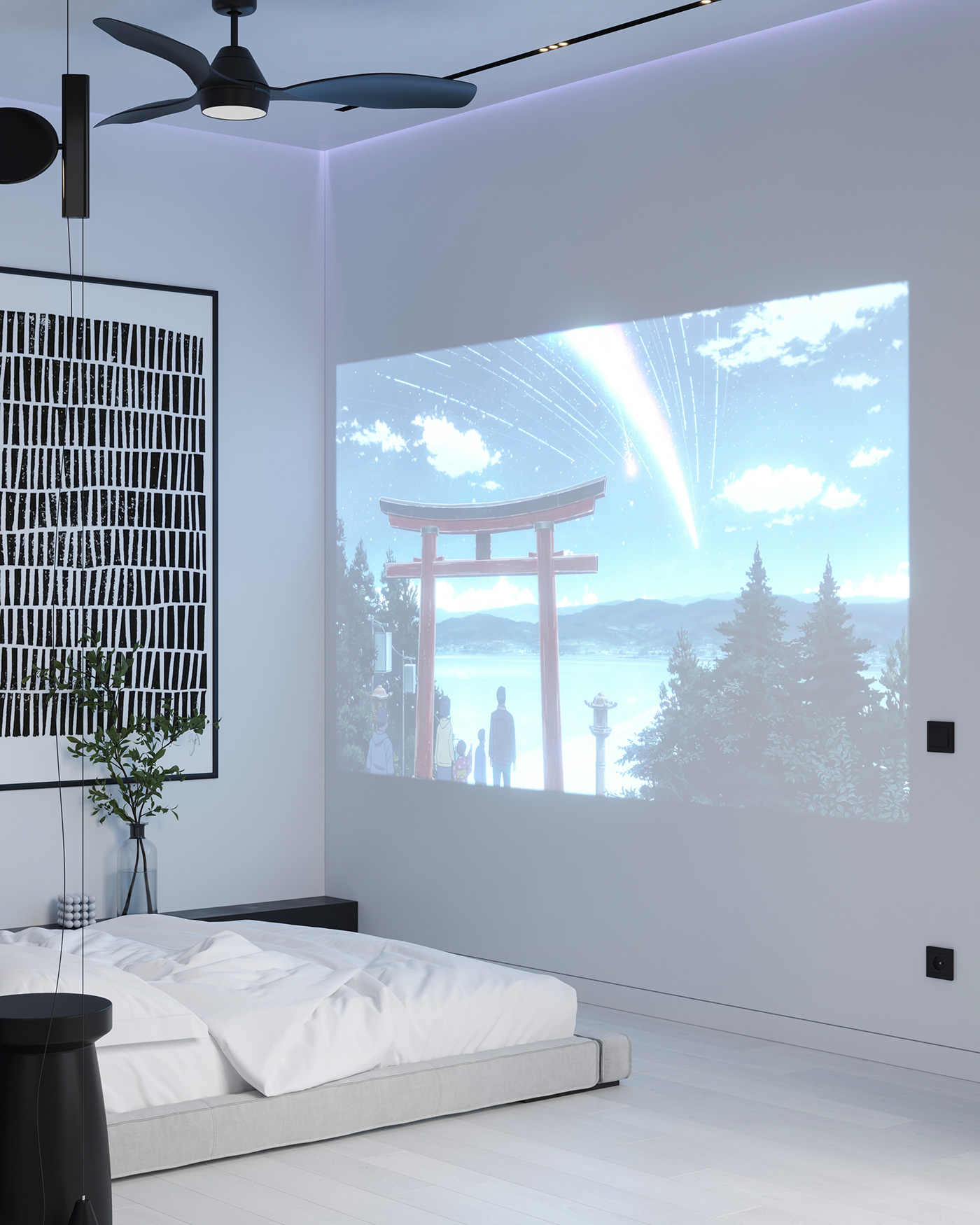 3ds max architecture archviz bedroom corona exterior interior design  neon lights Render visualization