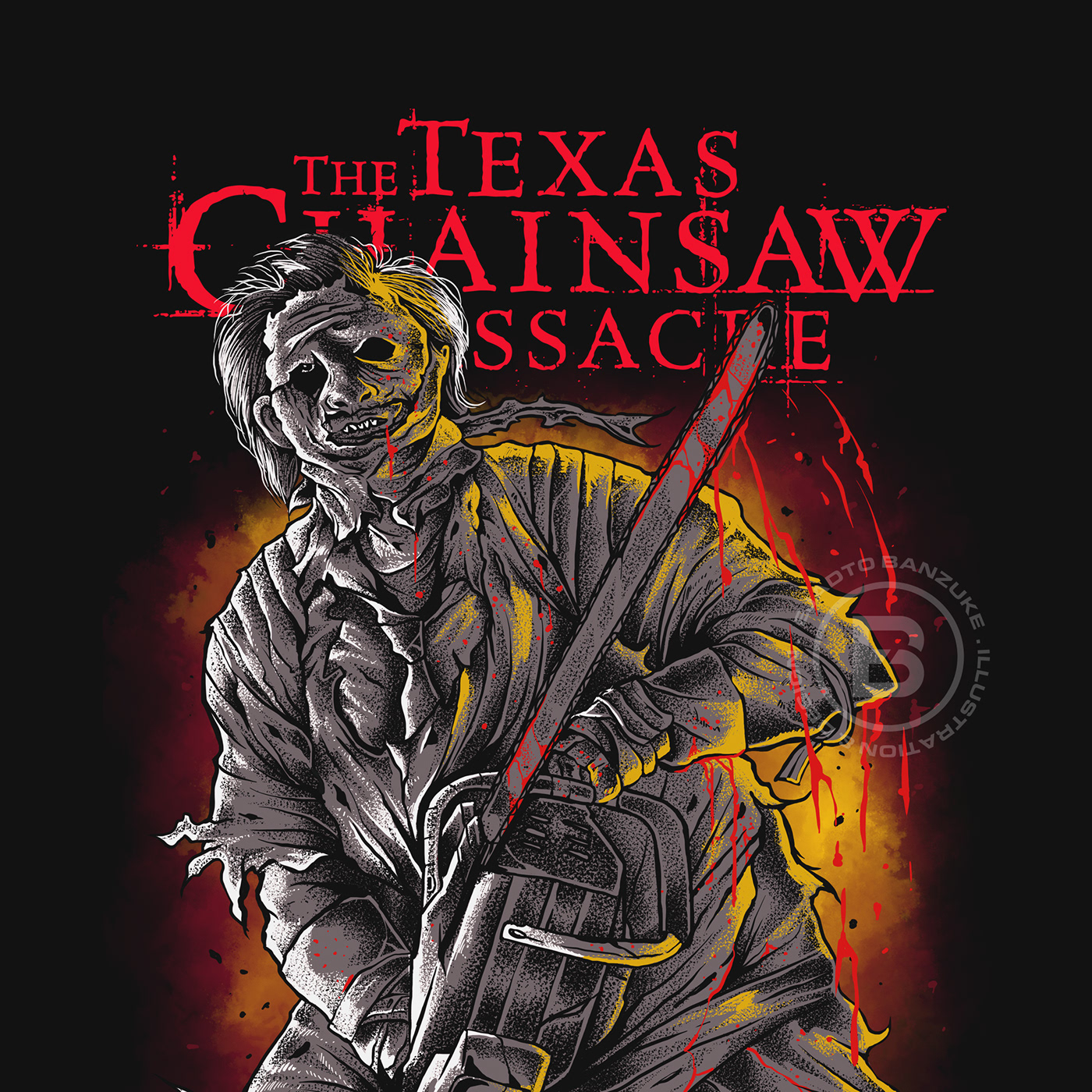 The Texas Chainsaw horrormovies horror merch ILLUSTRATION  graphic design  Leatherface t shirt design veganhorror American Horror  Mintees