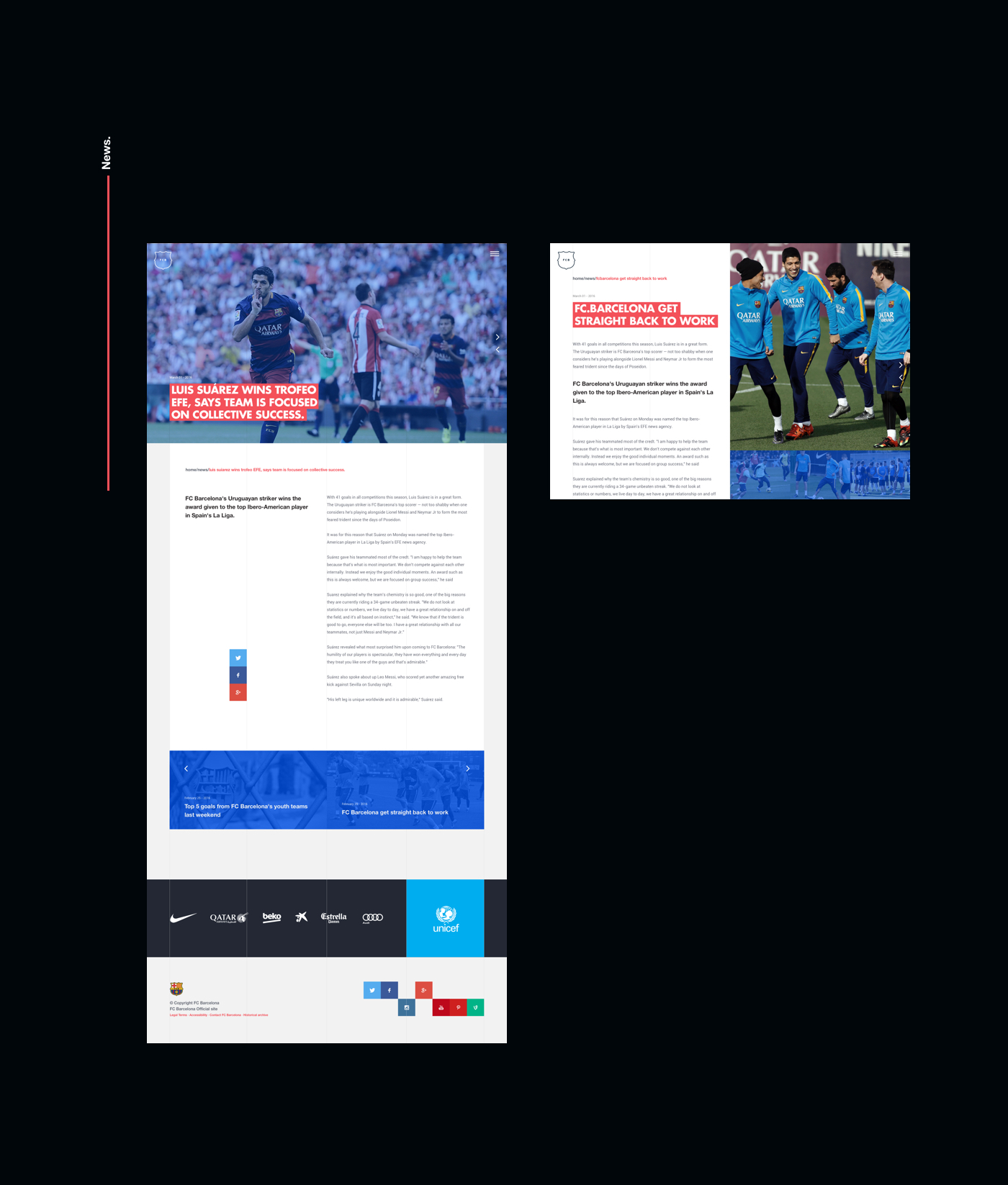 UI ux FC Barcelona Web Design  concept Interface sport football barcelona interaction