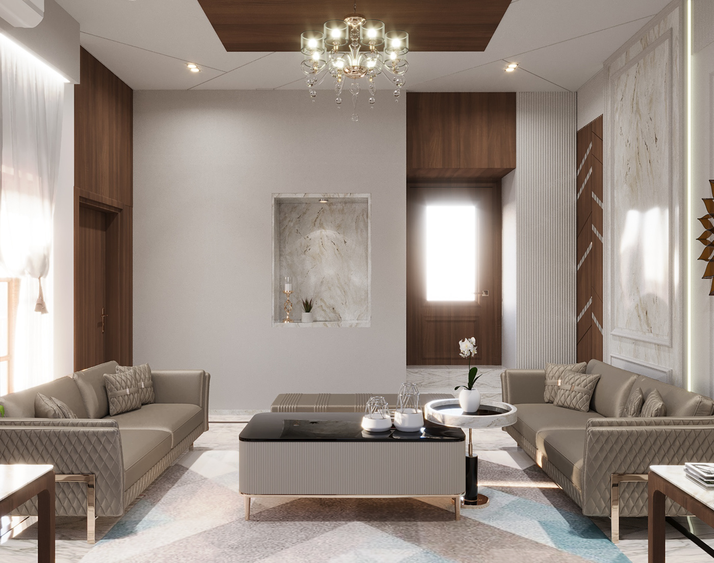 Interior architecture visualization Render 3D modern 3ds max beige brown wine