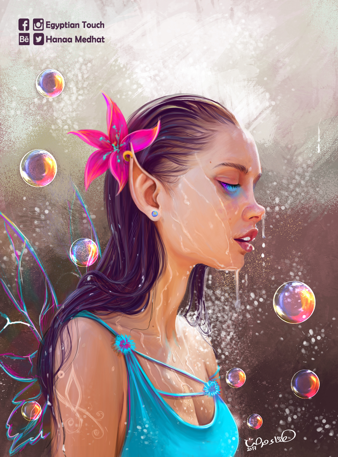water bubbles portrait art fin Love arts digital woman