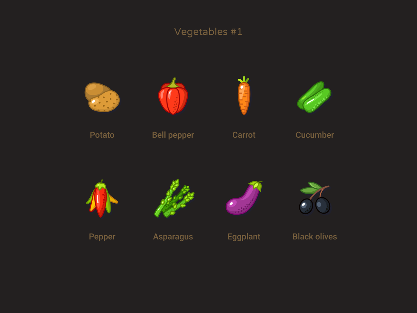 custonicons figmadesign foodicons fresh fruits Icondesign icons uidesign vectordesign vegetables